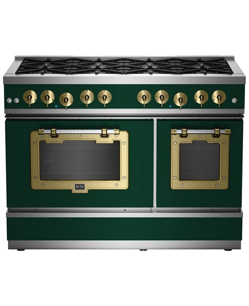 48ClassicStove-MossGreen-Brass Big Chill Pro Line stove