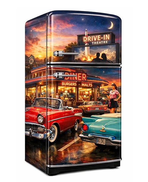 diner Drive-In diner wrapped refrigerator