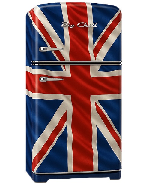 British flag wrapped refrigerator