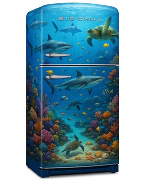 sharks wrapped refrigerator