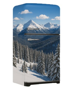 snowy mountain wrapped refrigerator