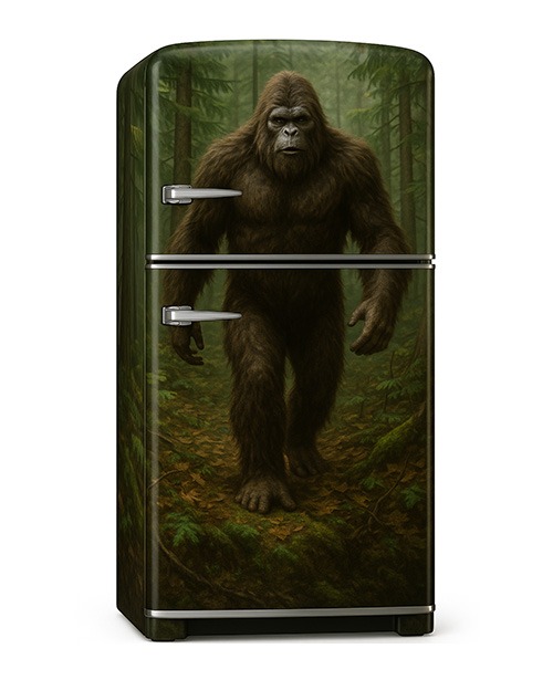 big foot wrapped refrigerator