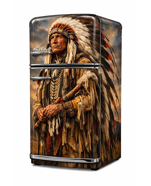Indian chief wrapped refrigerator